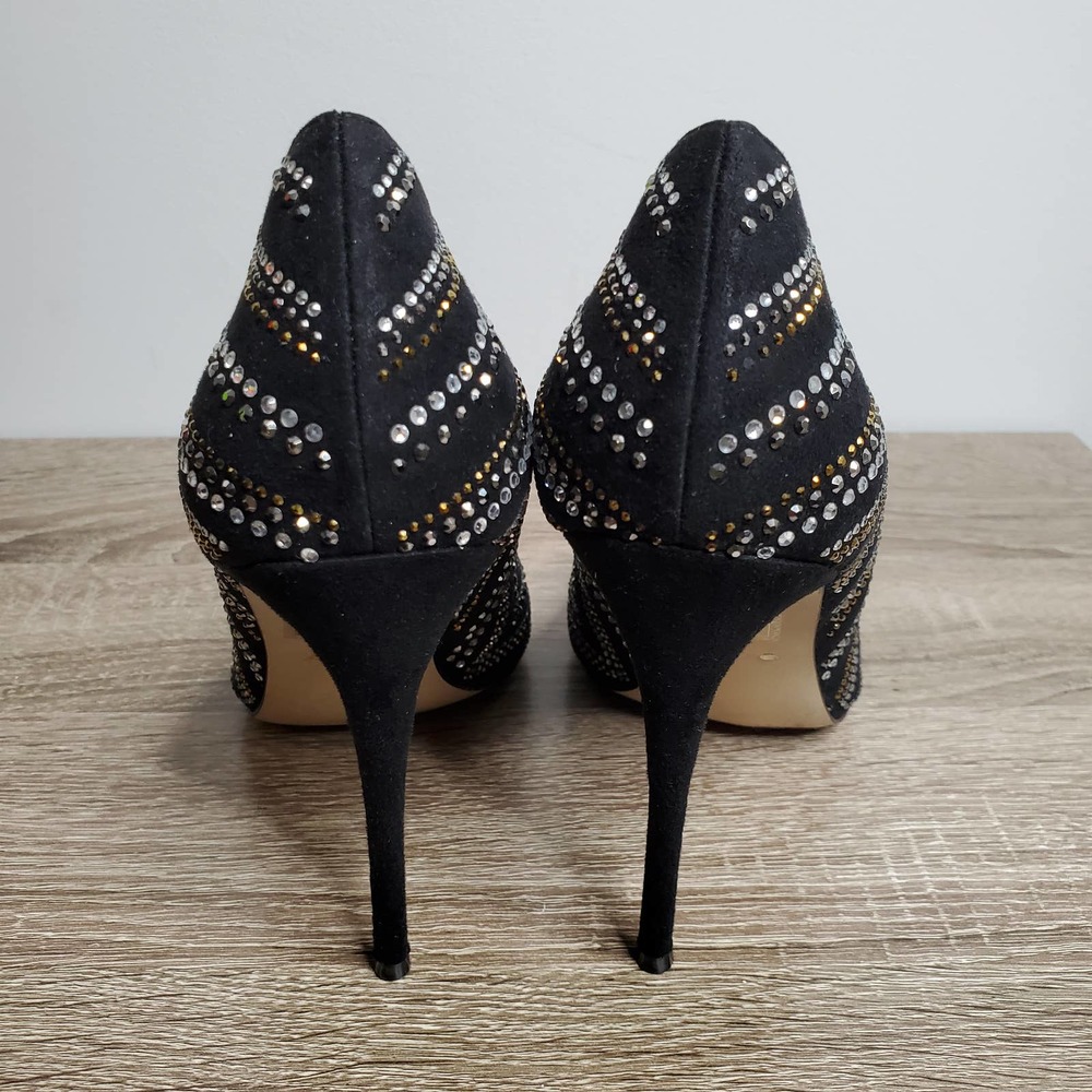 ALDO • Black Lardonna Bedazzled Slip On Stiletto Heels Sz 9 - Picture 7 of 10
